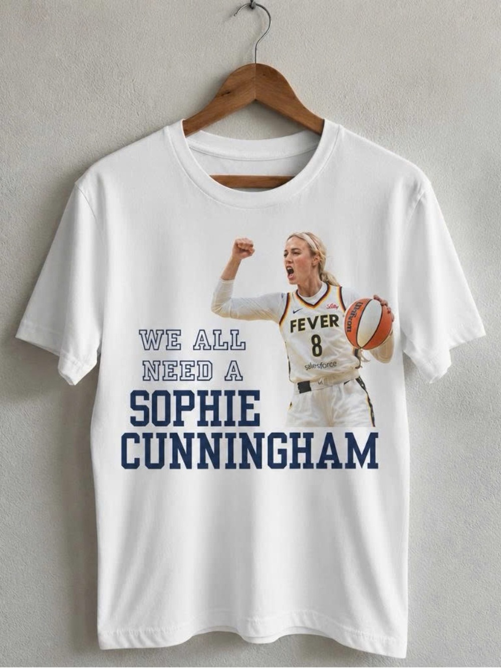 Sophie Cunningham Indiana Fever White Fan T-Shirt